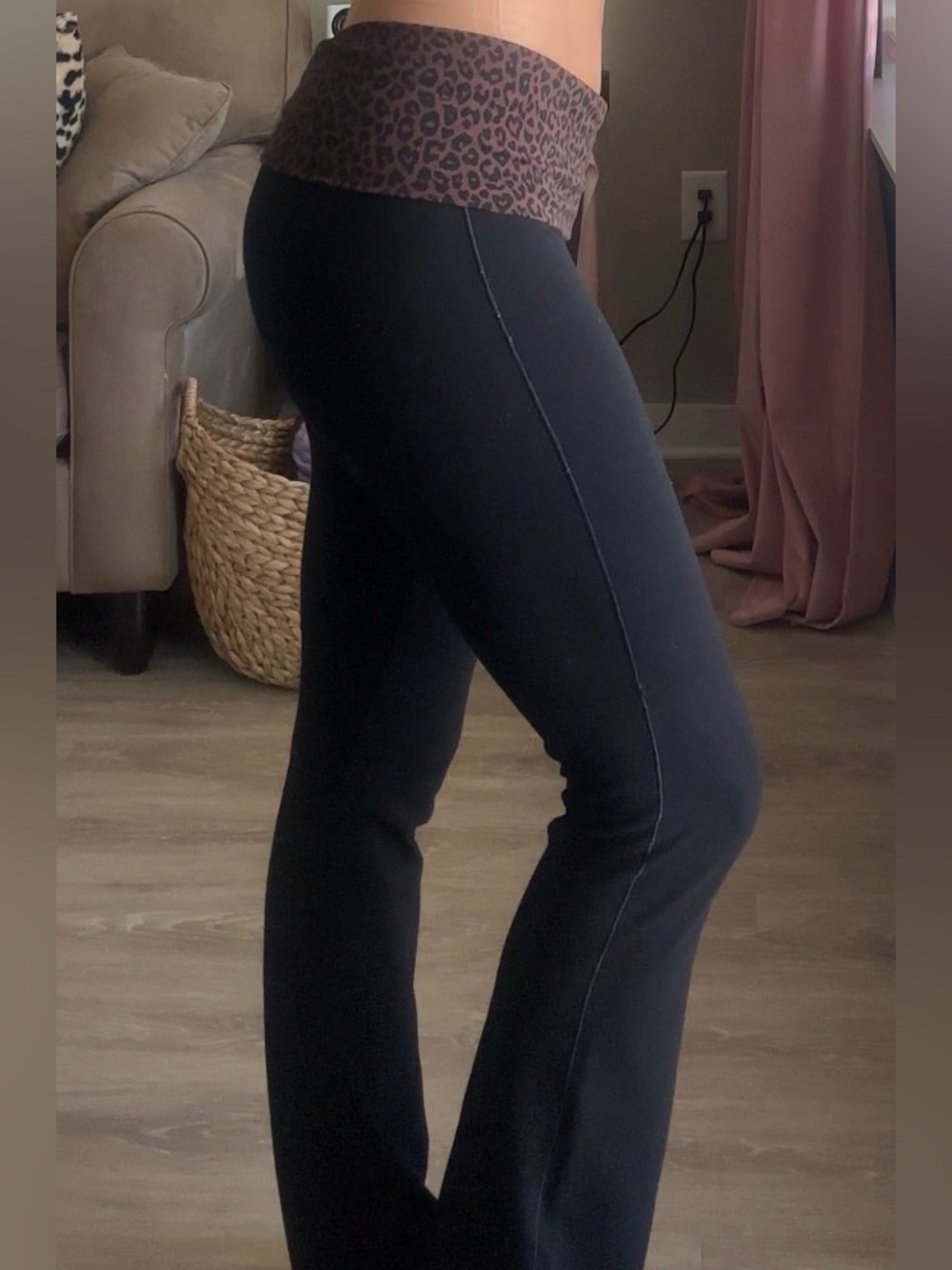 PINK Victoria’s Secret Leopard Foldover Flare Leggings